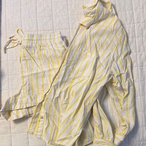 Universal Thread Yellow and White Striped Coverup Set